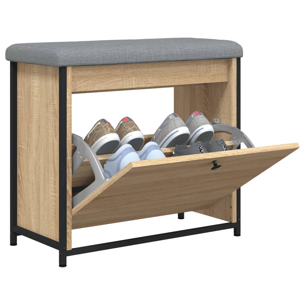Banco zapatero con cajón abatible roble Sonoma 62x32x56 cm V3218 Vetonek