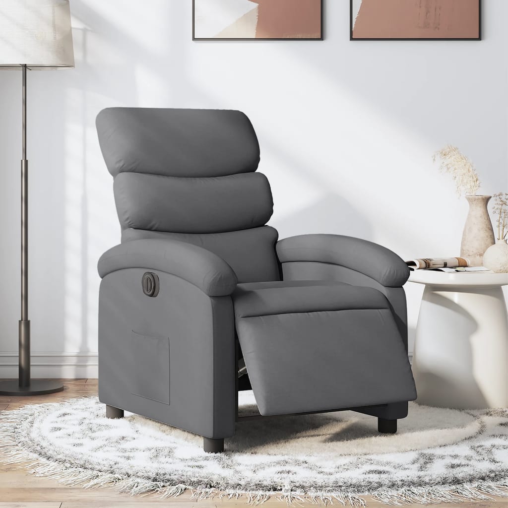 Vetonek Sillón reclinable eléctrico de tela gris oscuro