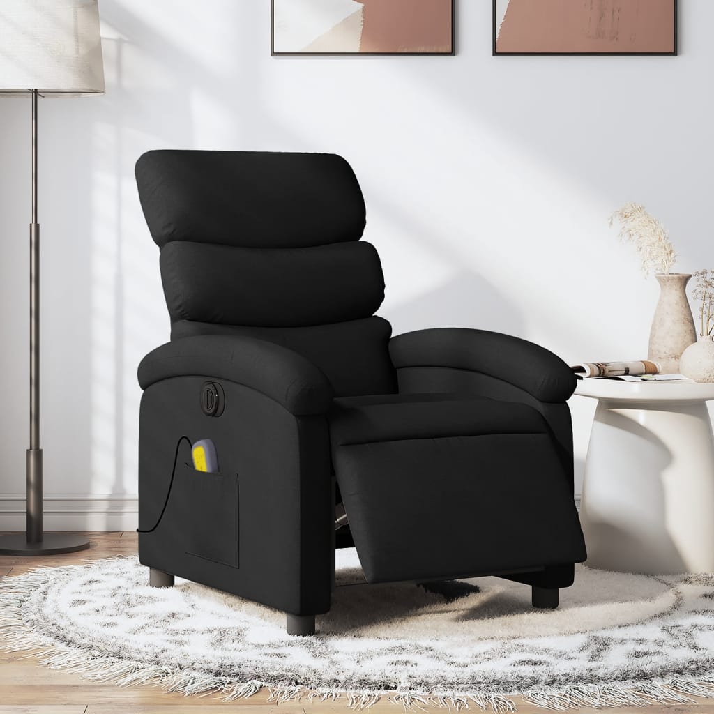 Vetonek Sillón reclinable de masaje eléctrico tela negro