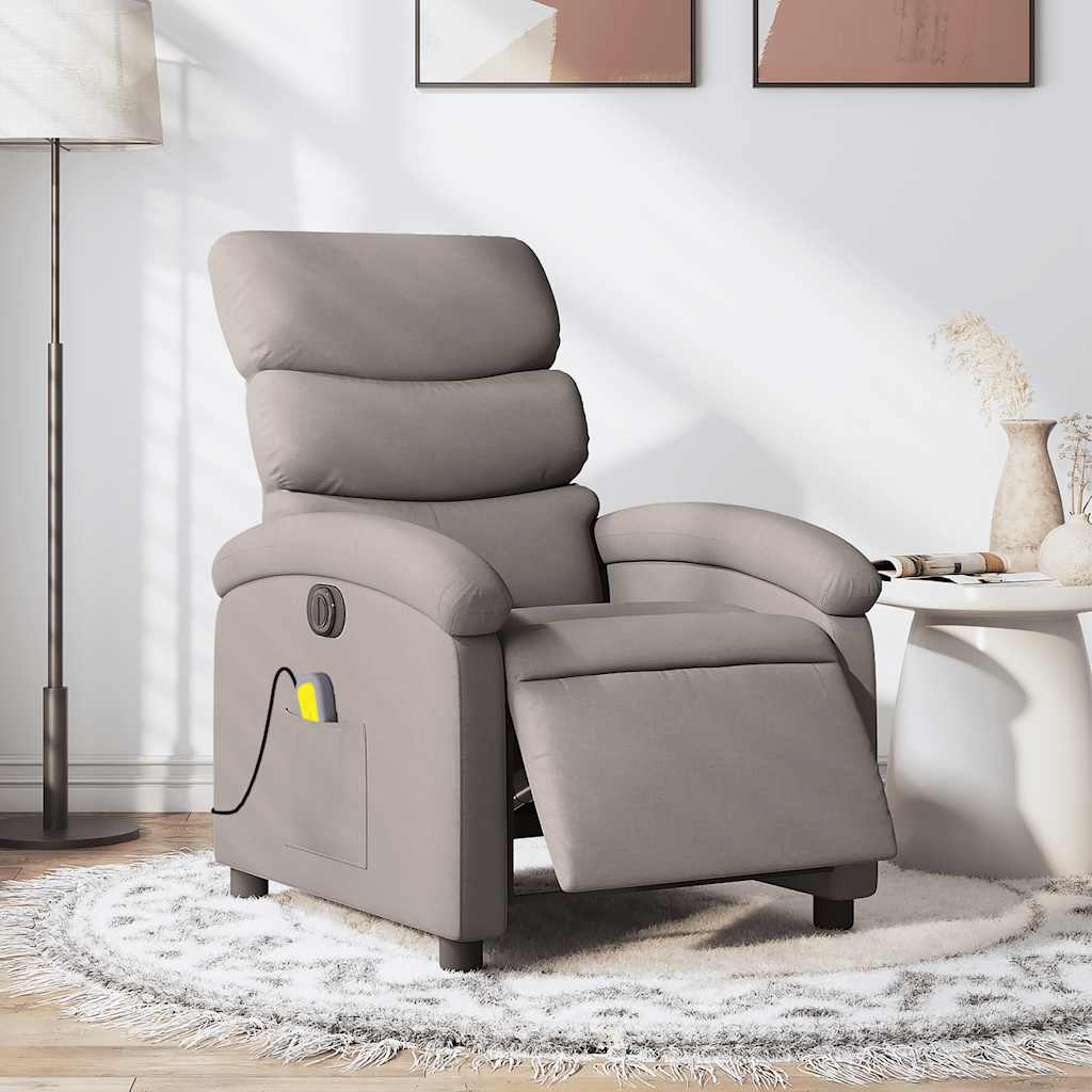 Vetonek Sillón reclinable de masaje eléctrico tela gris taupe