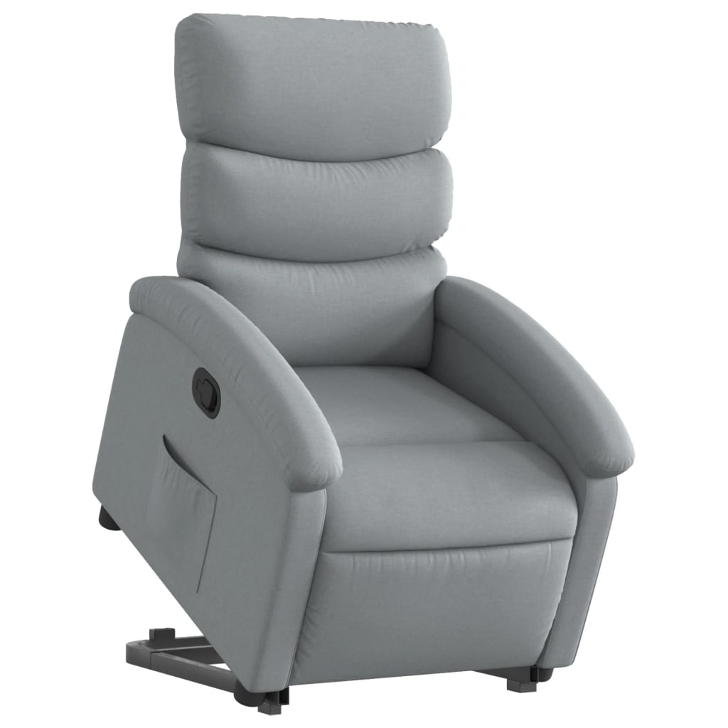 Reinclinable armchair of light gray fabric