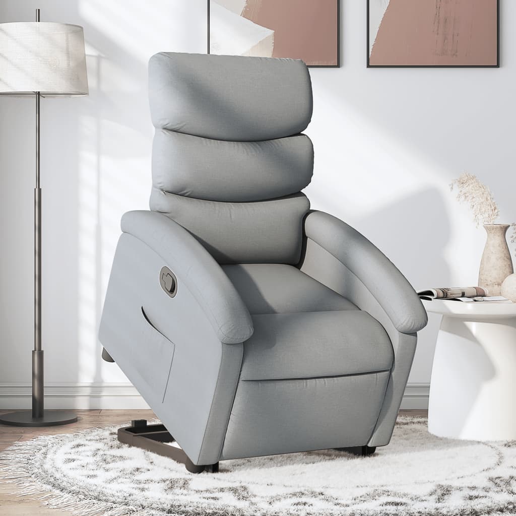 Vetonek Sillón reclinable elevable de tela gris claro