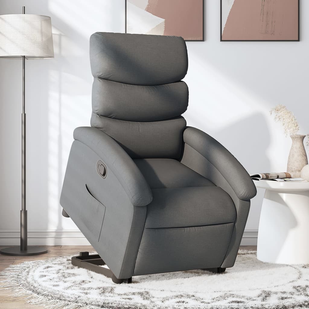 Vetonek Sillón reclinable elevable de tela gris oscuro