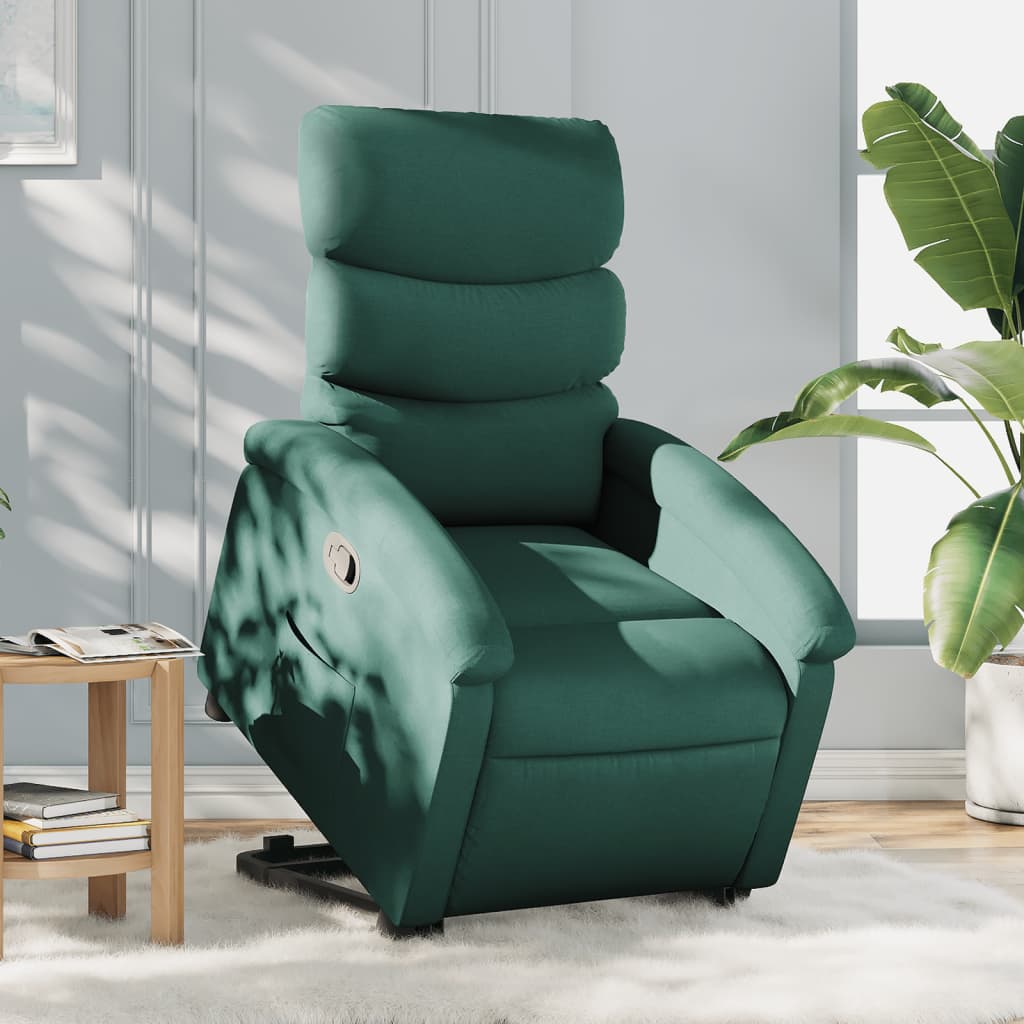 Vetonek Sillón reclinable elevable tela verde oscuro