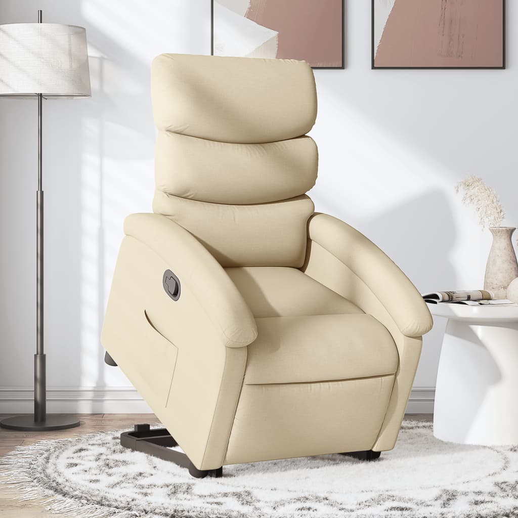 Vetonek Sillón reclinable elevable de tela color crema