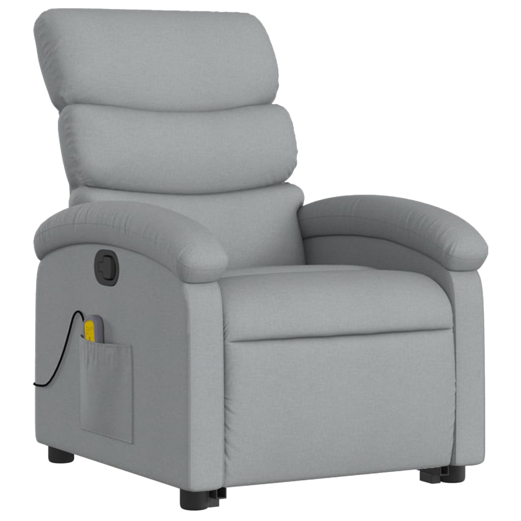 Reclining massage armchair with a light gray foot foot