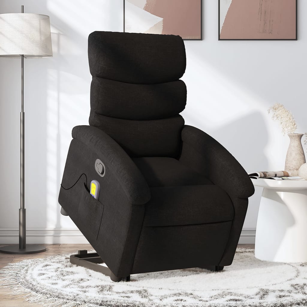 Vetonek Sillón reclinable de masaje elevable tela negro