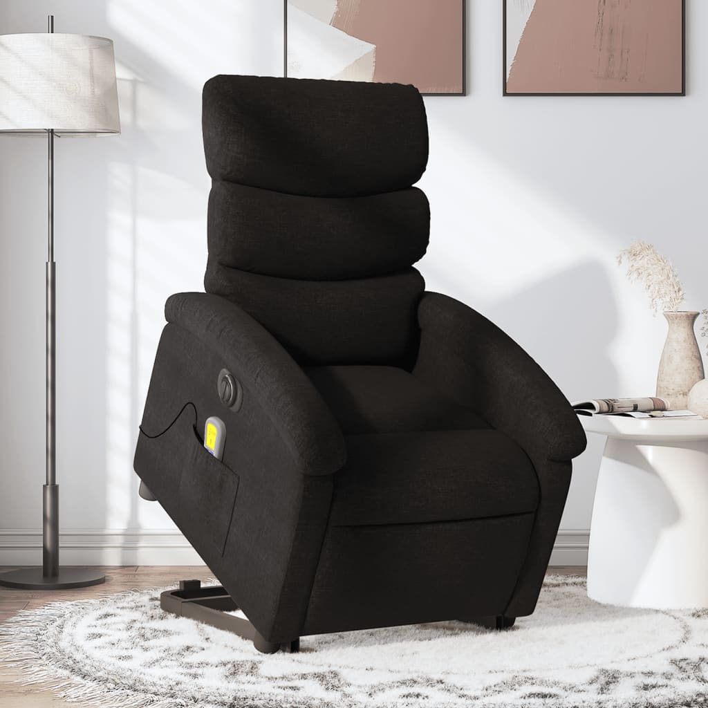 Vetonek Sillón de masaje eléctrico reclinable elevable tela negro