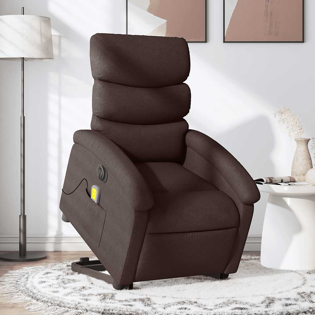 Vetonek Sillón masaje eléctrico reclinable elevable tela marrón oscuro