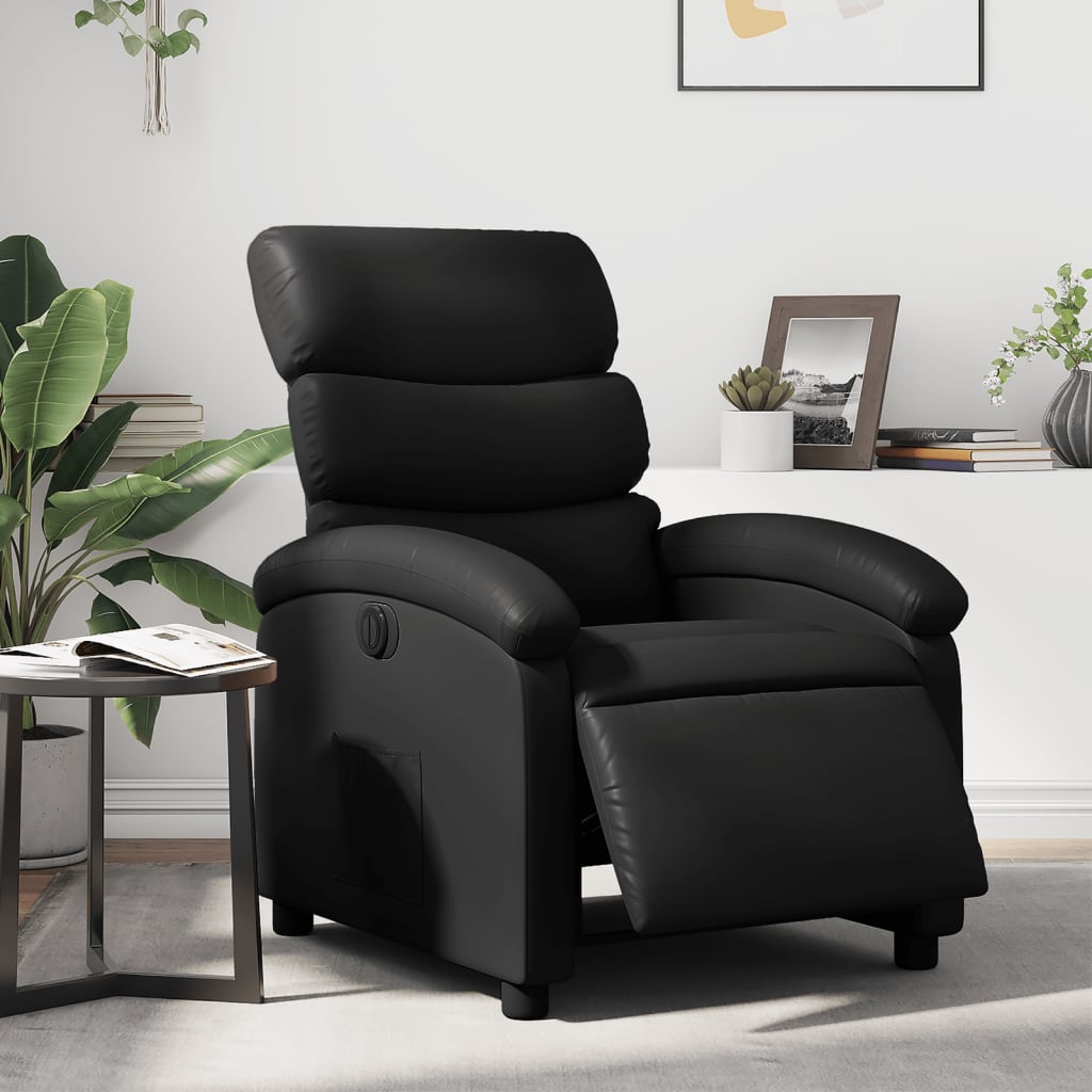 Vetonek Sillón reclinable eléctrico de cuero sintético negro