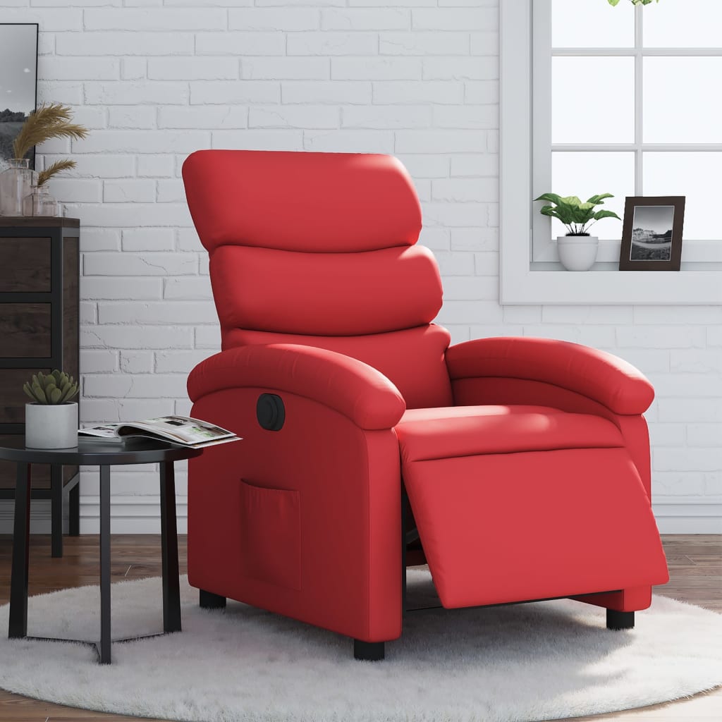 Vetonek Sillón reclinable eléctrico de cuero sintético rojo