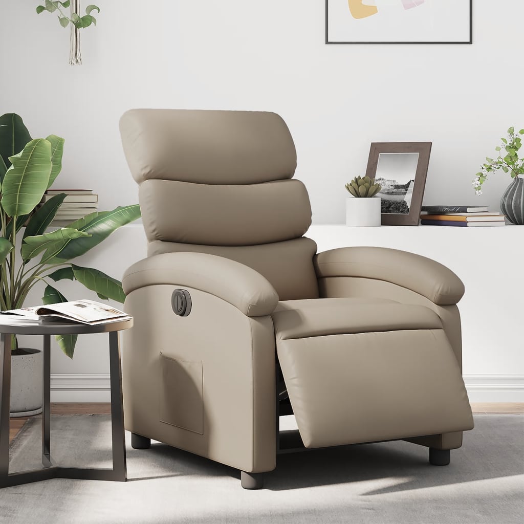 Vetonek Sillón reclinable eléctrico de cuero sintético color capuchino