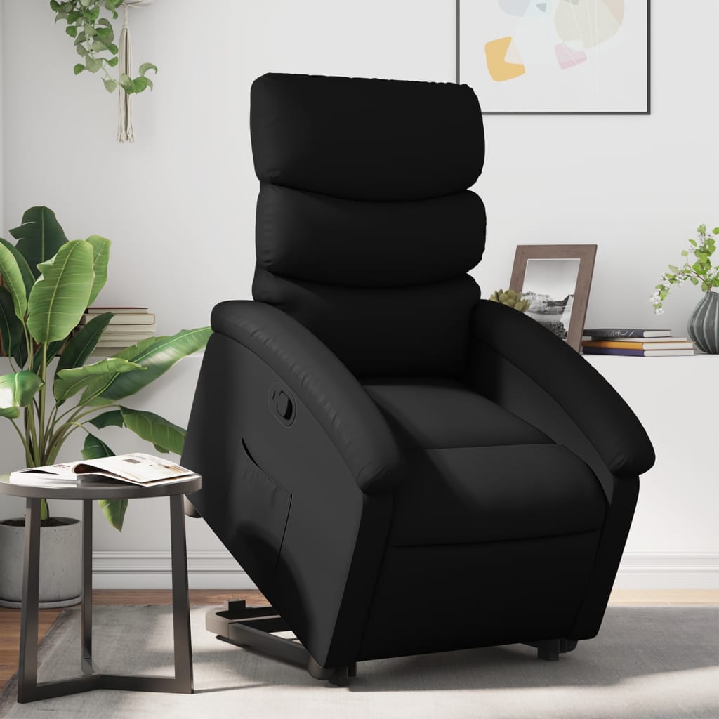 Vetonek Sillón reclinable elevable cuero artificial negro