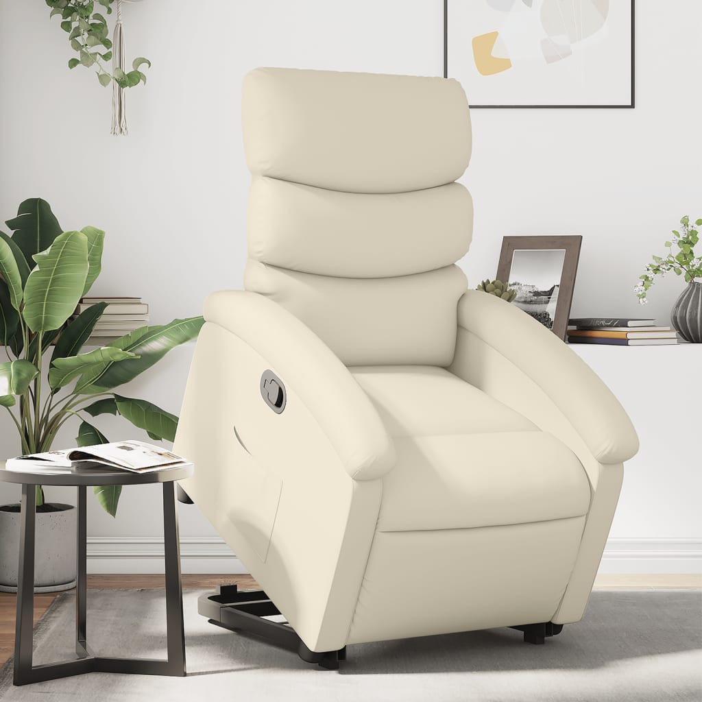 Vetonek Sillón reclinable elevable cuero artificial color crema