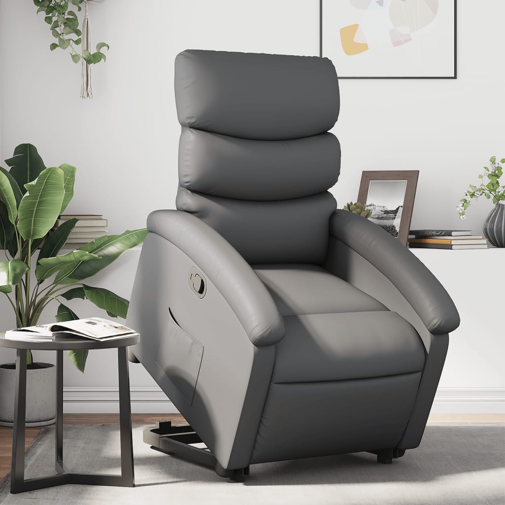 Vetonek Sillón reclinable elevable cuero artificial gris