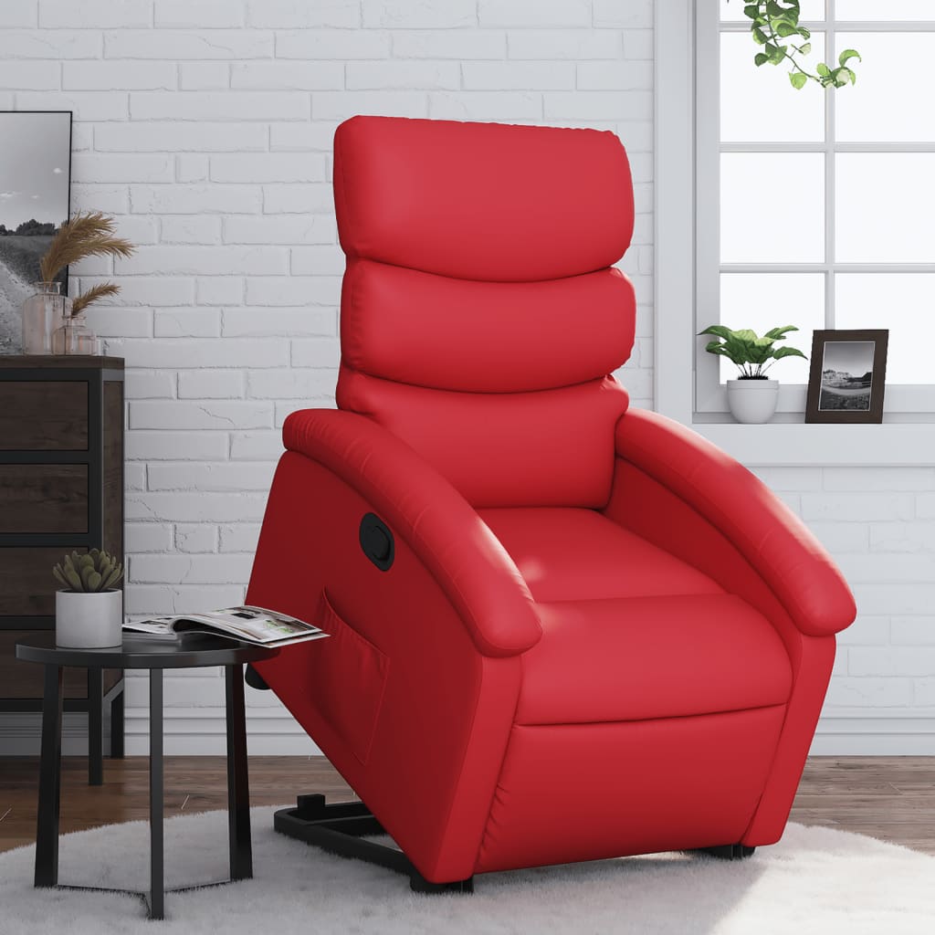 Vetonek Sillón reclinable elevable cuero artificial rojo