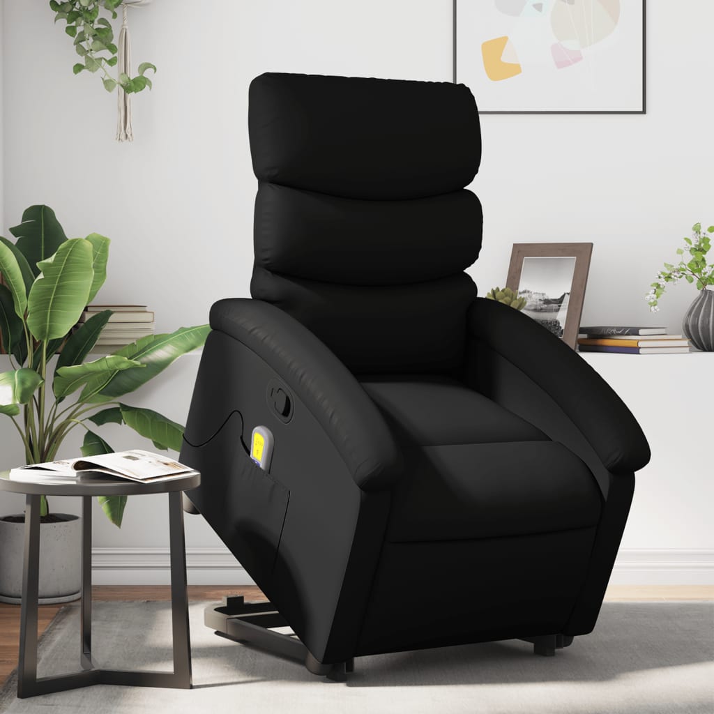 Vetonek Sillón reclinable de masaje de pie cuero artificial negro