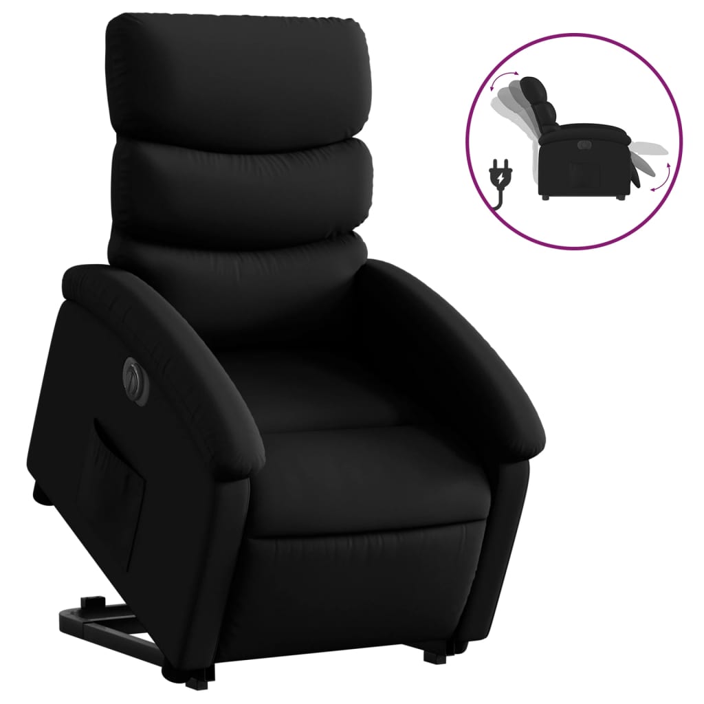 Vetonek Sillón reclinable y elevable eléctrico cuero sintético negro