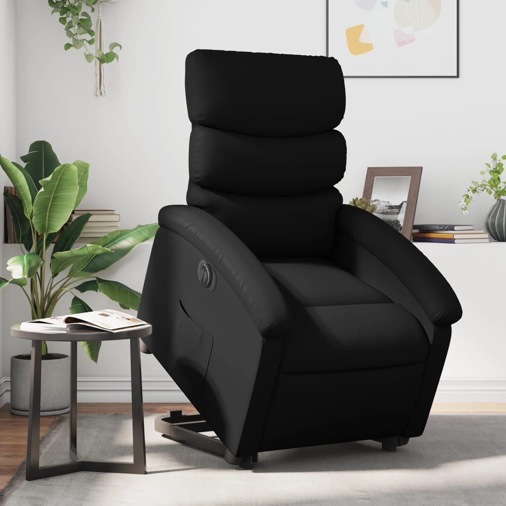 Sillón reclinable y elevable eléctrico cuero sintético negro v5427 Vetonek