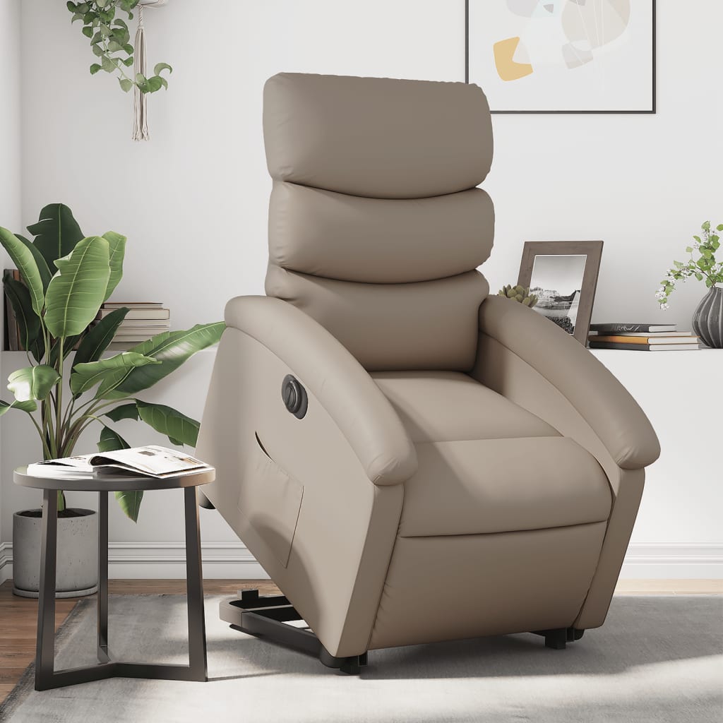 Vetonek Sillón elevable eléctrico cuero artificial capuchino