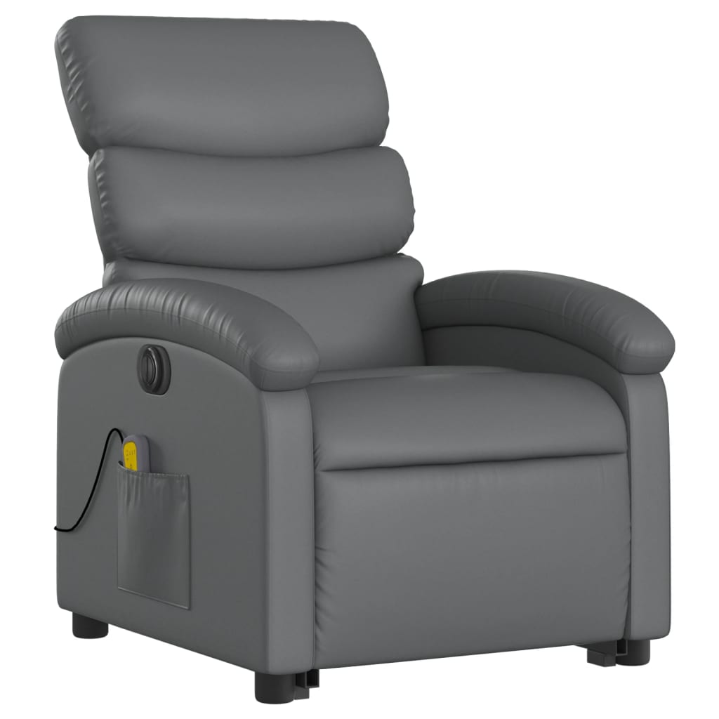 Chaise de massage électrique en cuir synthétique électrique gris