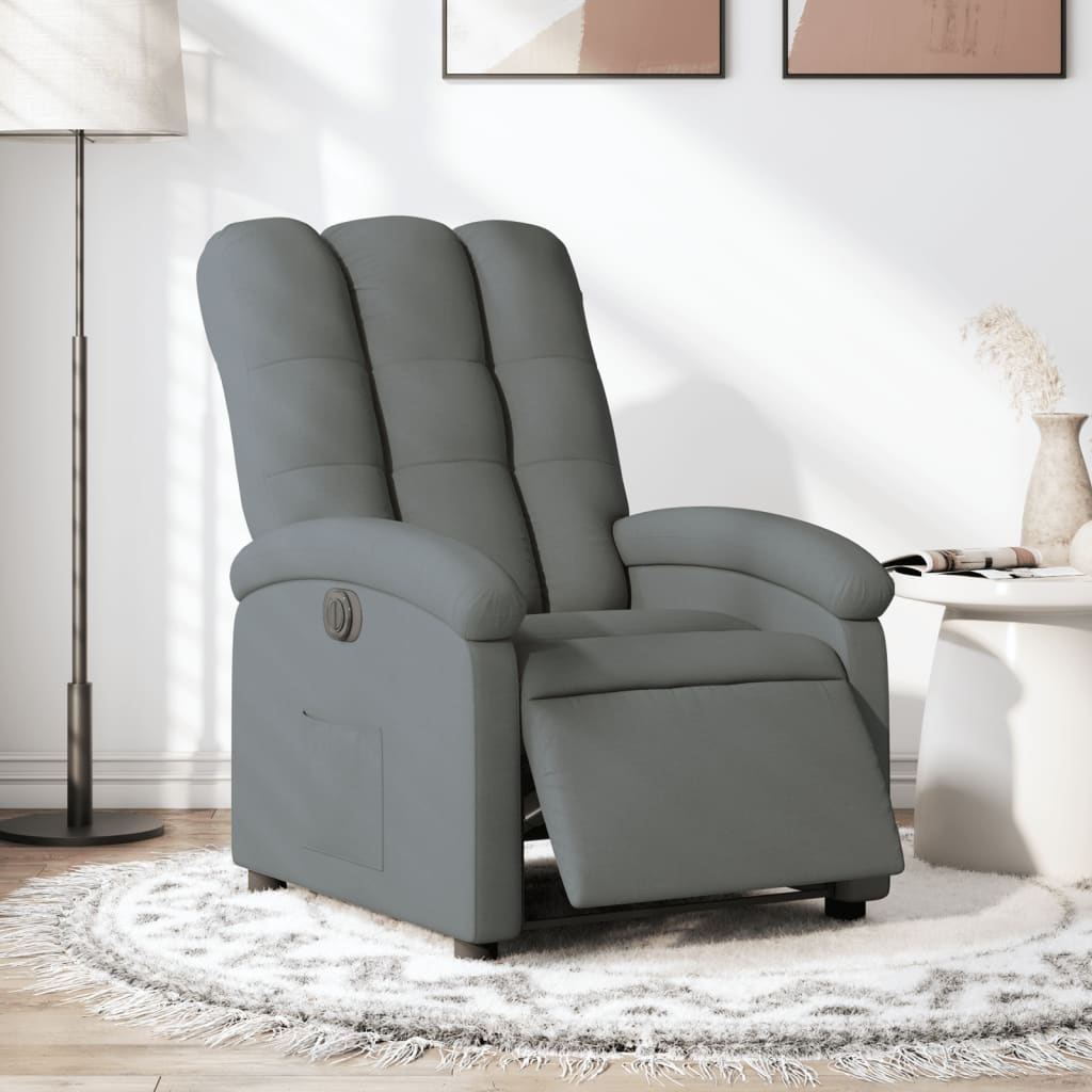 Vetonek Sillón reclinable eléctrico de tela gris oscuro