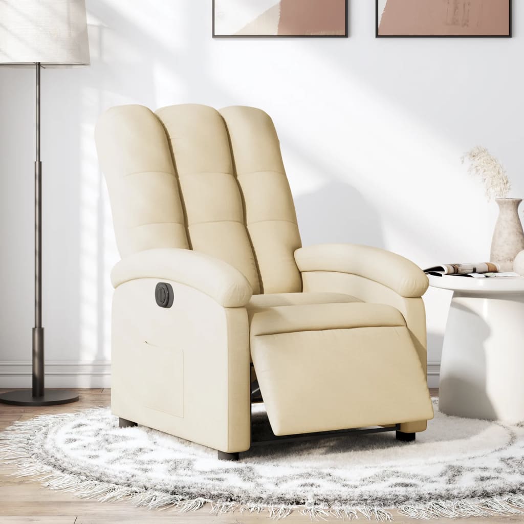 Vetonek Sillón reclinable eléctrico de tela crema