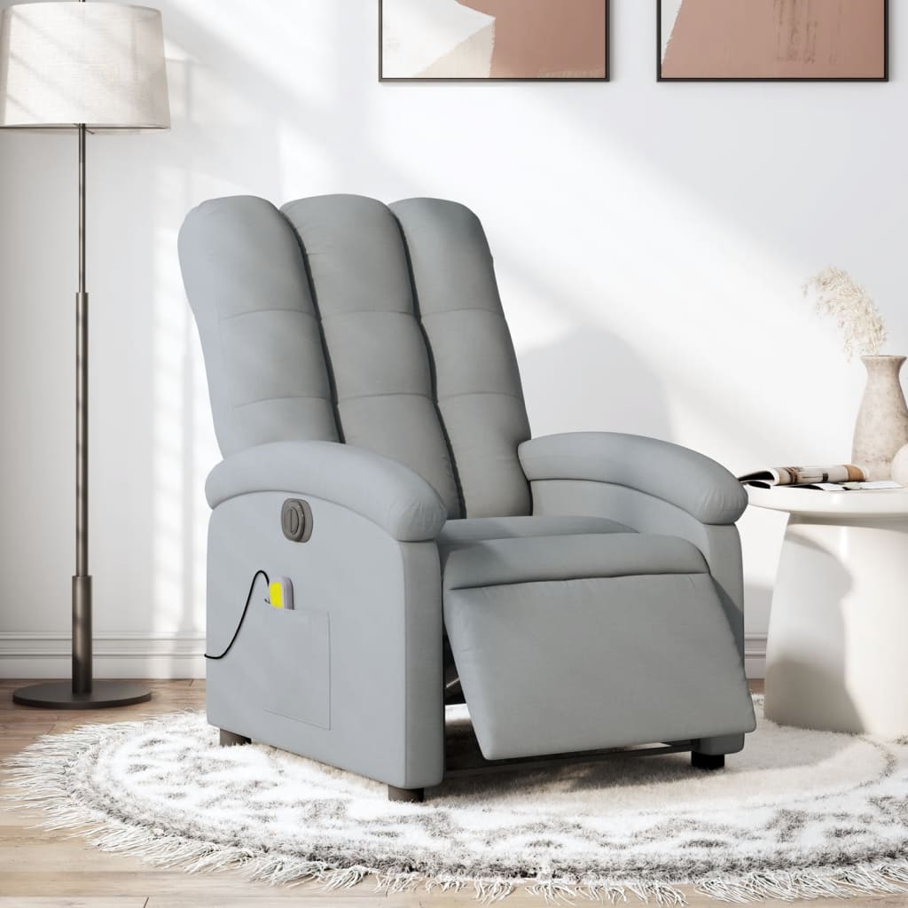 Vetonek Sillón reclinable de masaje eléctrico tela gris claro