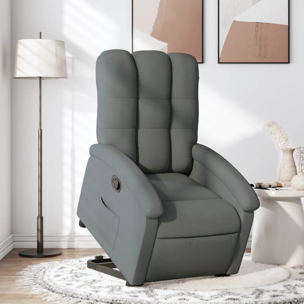 Vetonek Sillón reclinable elevable de tela gris oscuro