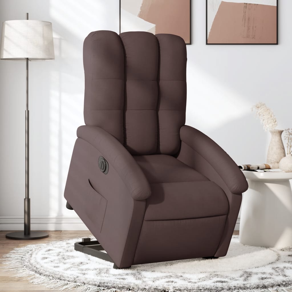 Vetonek Sillón eléctrico reclinable elevable de tela marrón oscuro