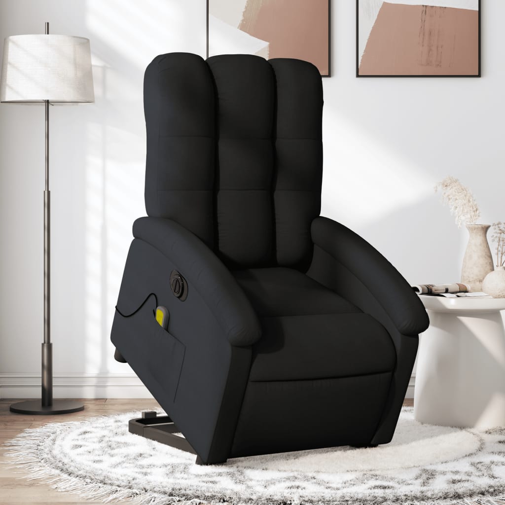 Vetonek Sillón de masaje eléctrico reclinable elevable tela negro