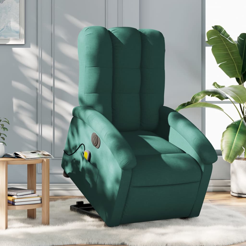 Vetonek Sillón masaje eléctrico reclinable elevable tela verde oscuro