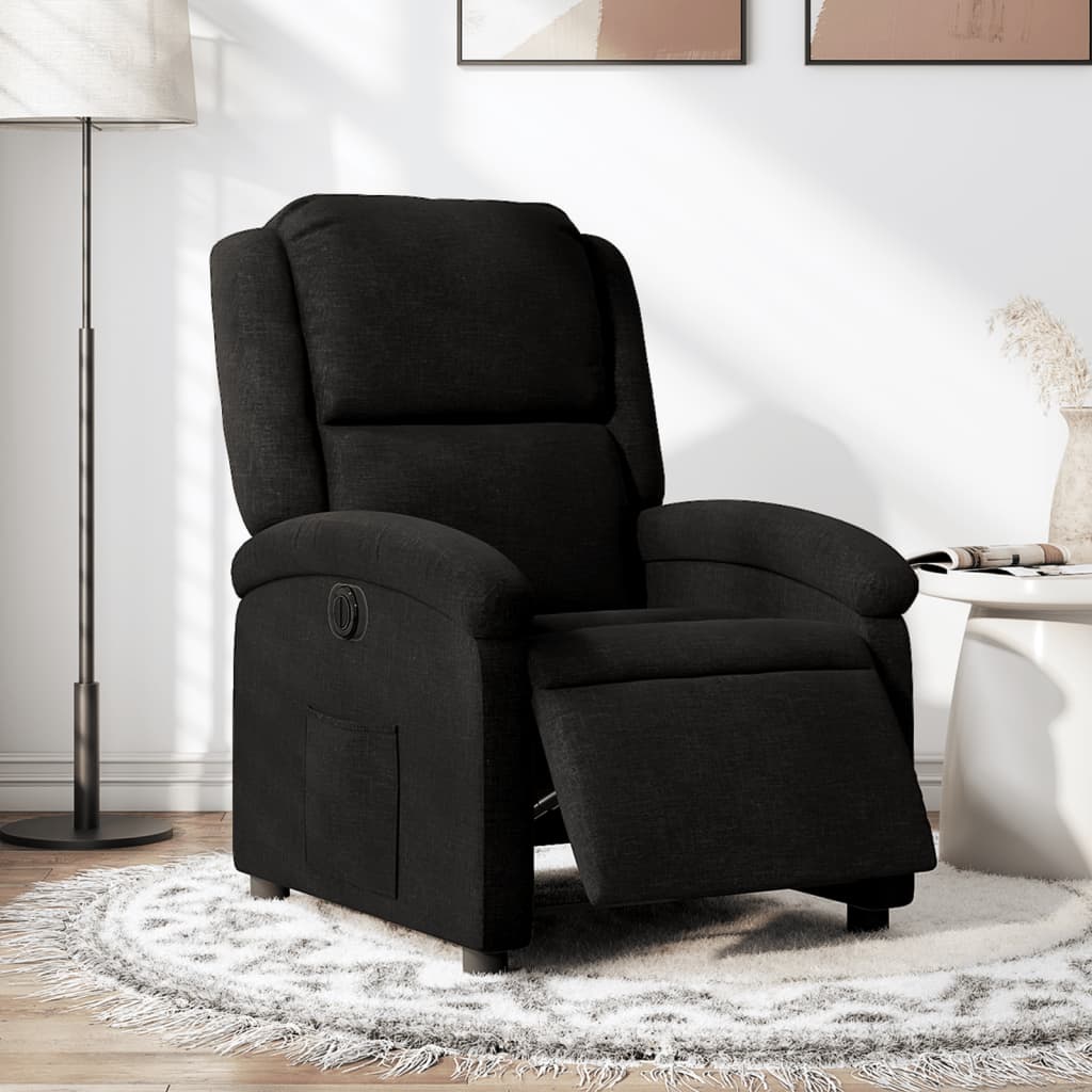 Vetonek Sillón reclinable eléctrico de tela negro