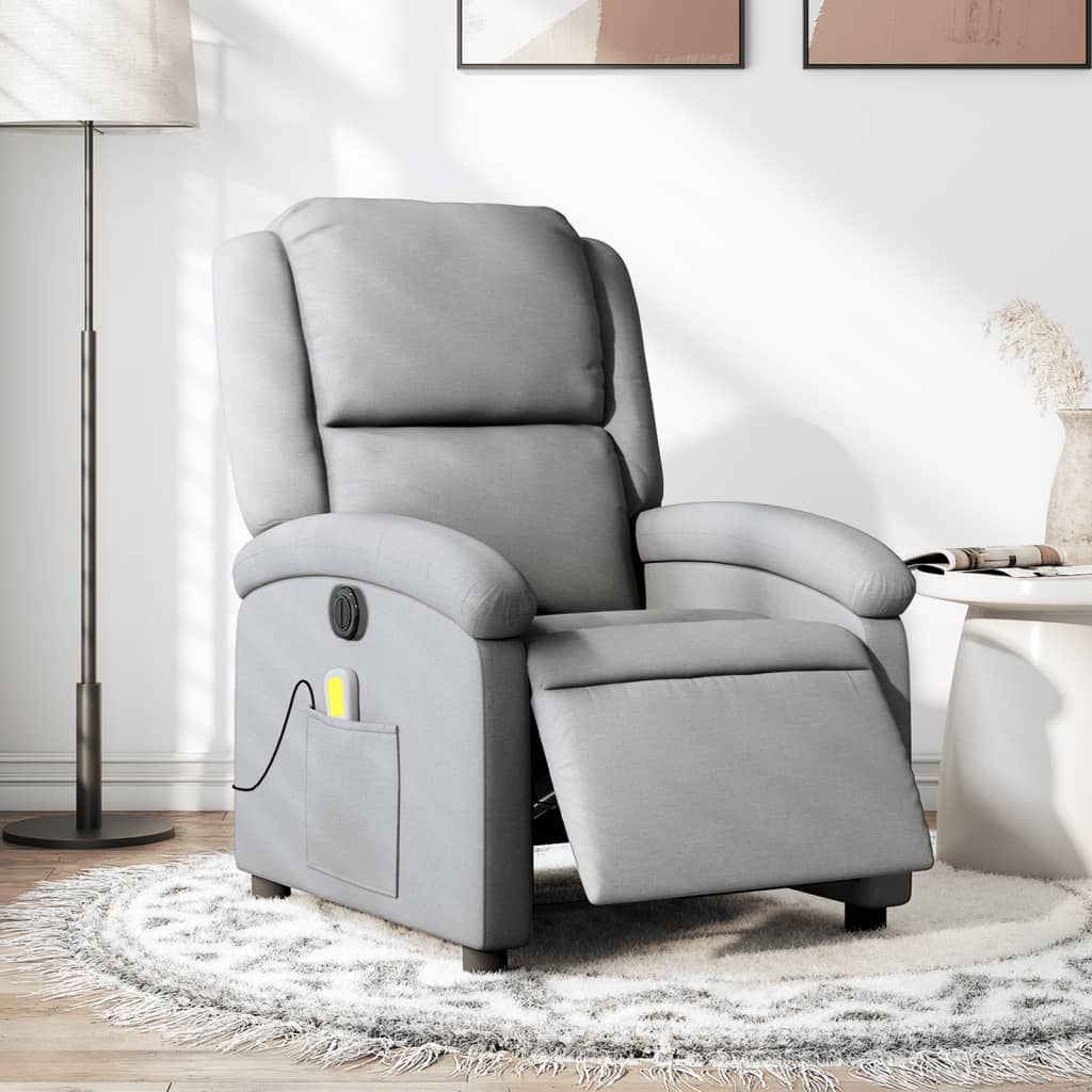 Vetonek Sillón reclinable de masaje eléctrico tela gris claro