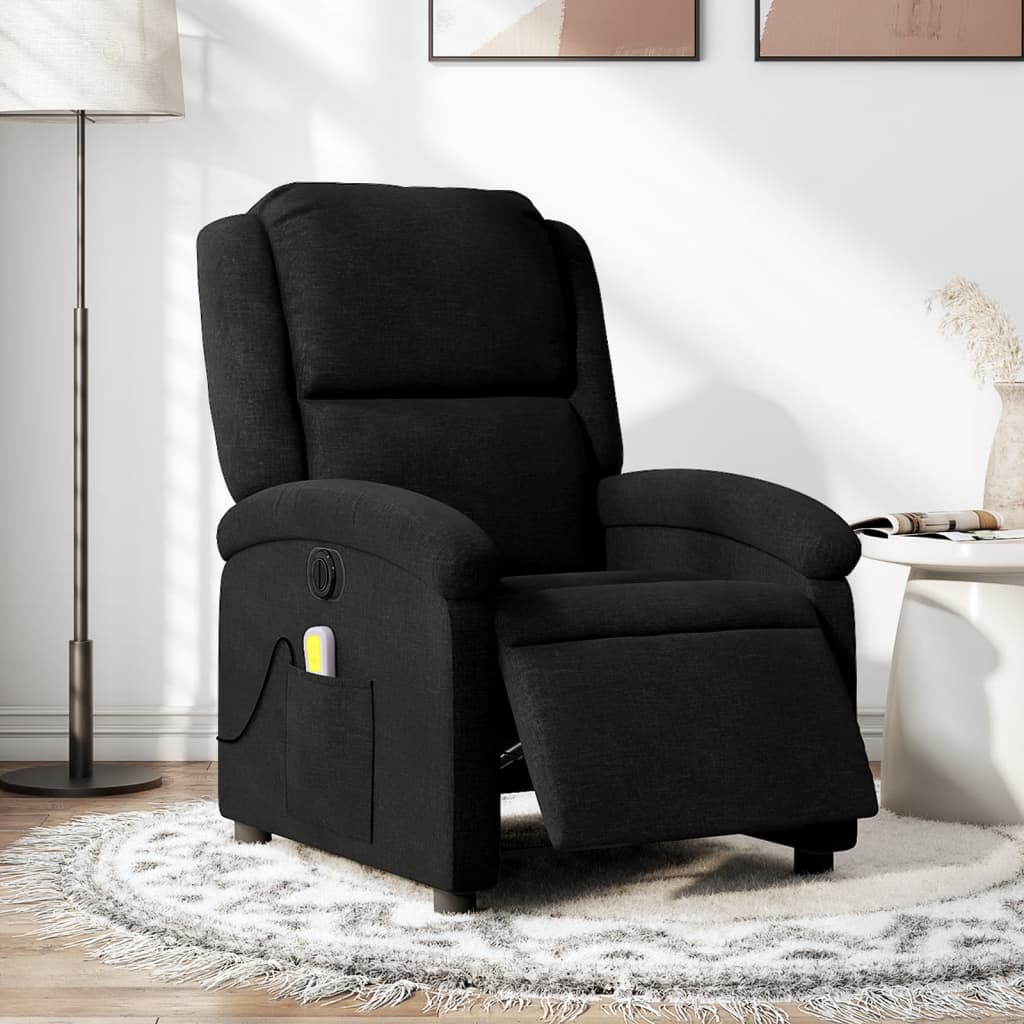 Vetonek Sillón reclinable de masaje eléctrico tela negro