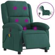 Vetonek Sillón reclinable de masaje eléctrico tela verde oscuro