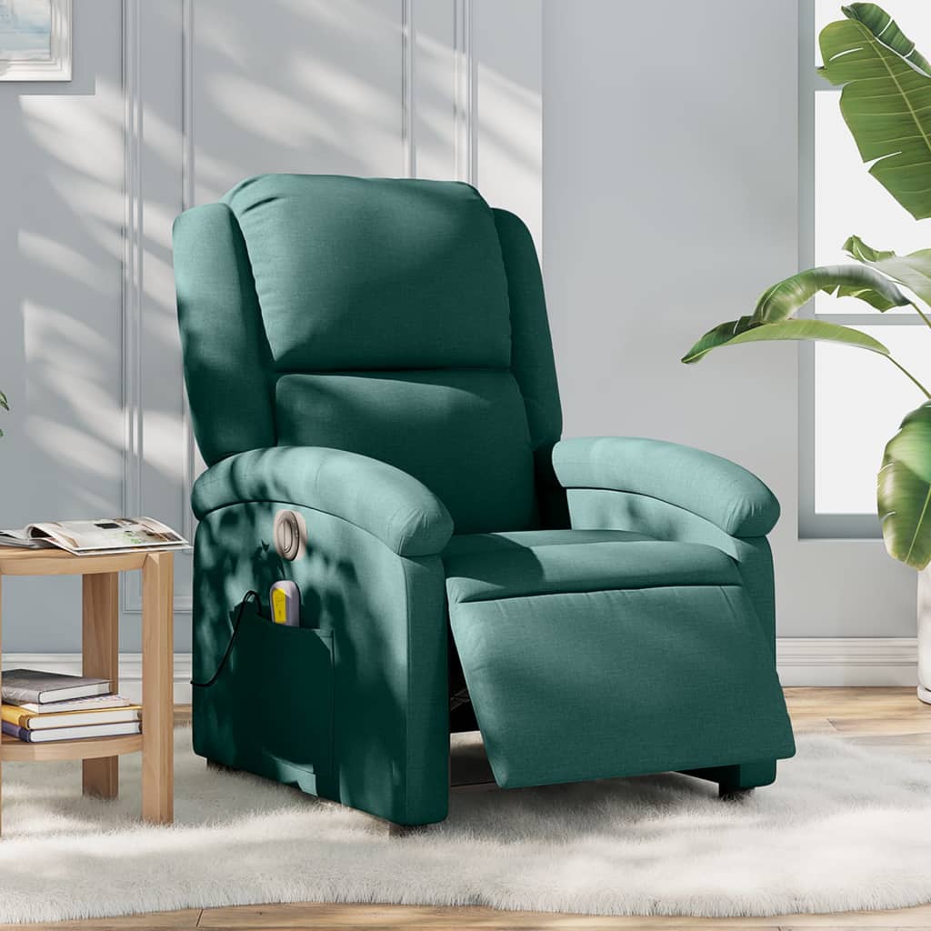 Sillón reclinable de masaje eléctrico tela verde oscuro v6462 Vetonek
