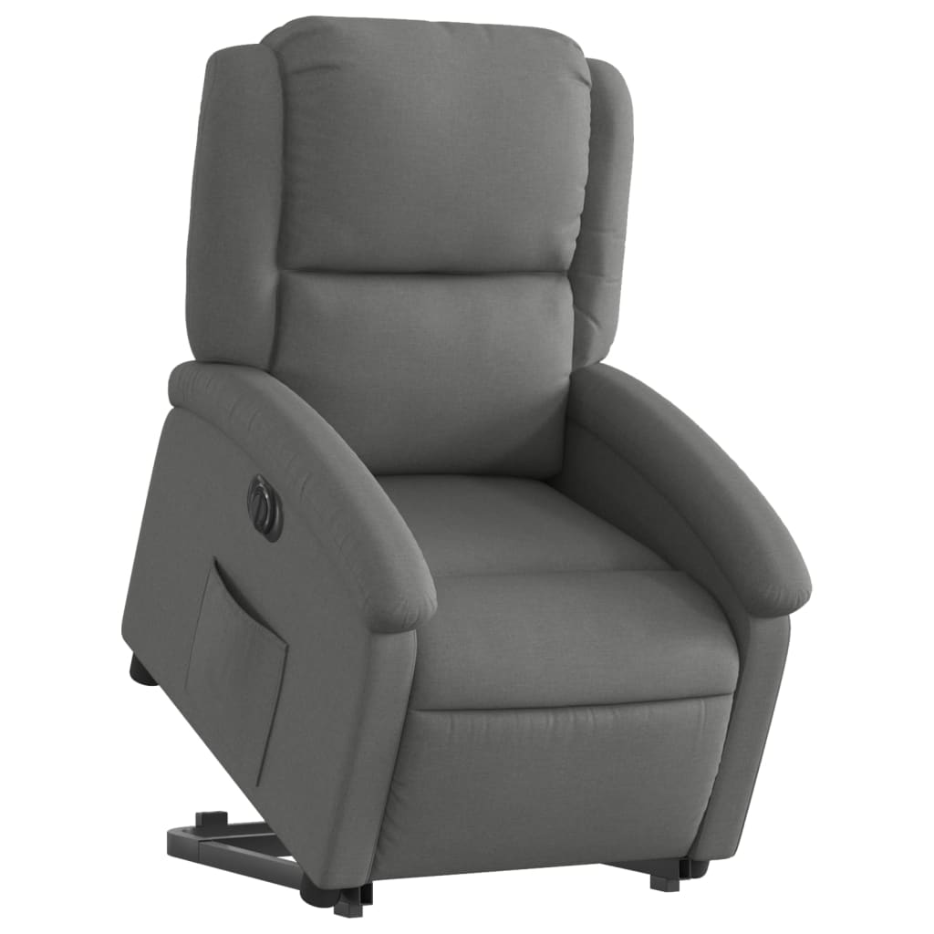 Sillón eléctrico reclinable elevable de tela gris oscuro