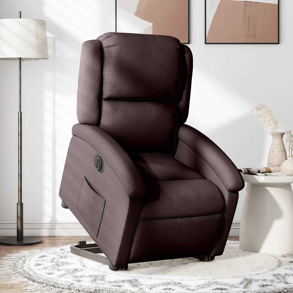 Vetonek Sillón eléctrico reclinable elevable de tela marrón oscuro