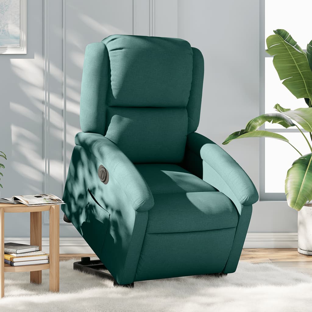 Vetonek Sillón eléctrico reclinable elevable de tela verde oscuro