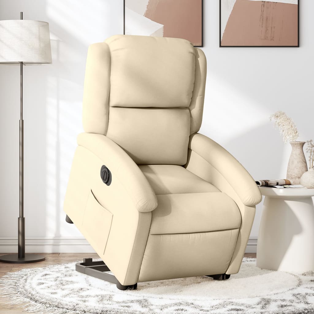 Vetonek Sillón eléctrico reclinable elevable de tela color crema