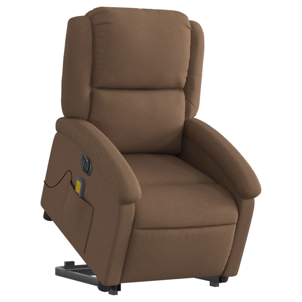 Chaise de massage électrique inclinable tissu marron levé