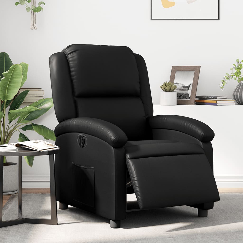 Vetonek Sillón reclinable eléctrico de cuero sintético negro