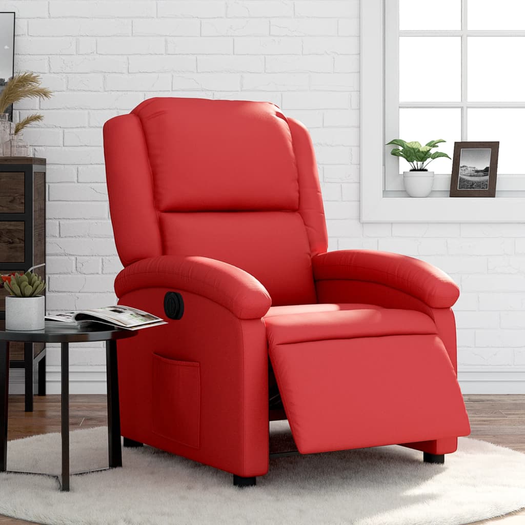 Vetonek Sillón reclinable eléctrico de cuero sintético rojo