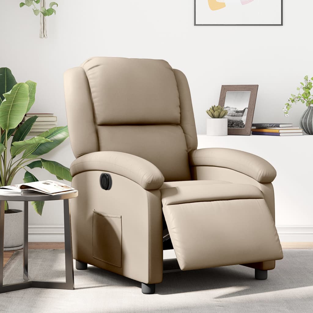 Vetonek Sillón reclinable eléctrico de cuero sintético color capuchino