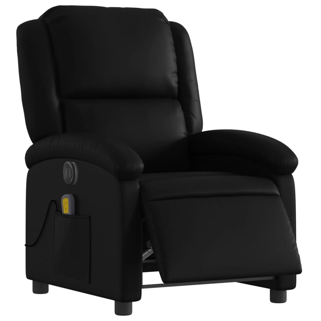 Sillón de masaje reclinable eléctrico cuero sintético negro