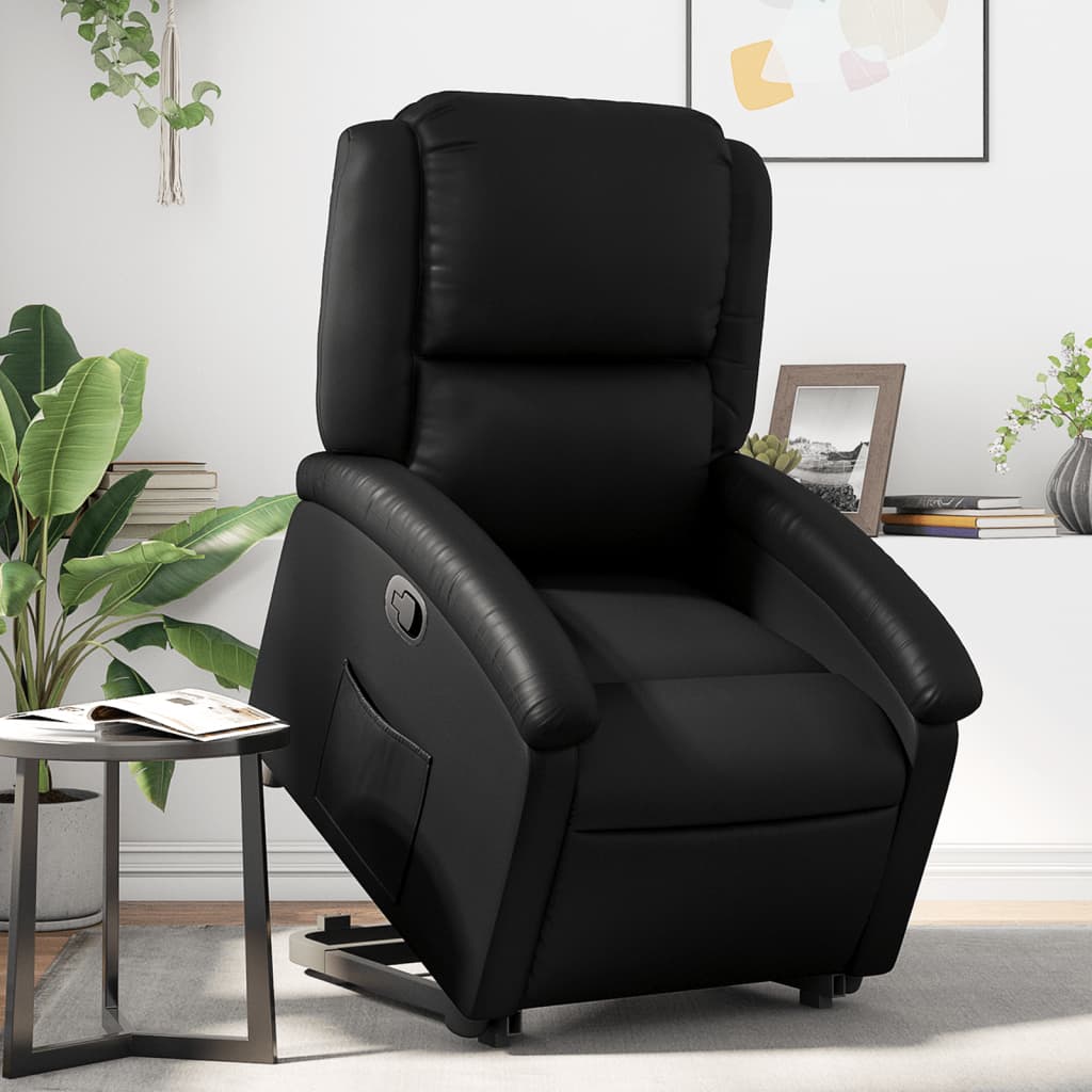 Vetonek Sillón reclinable elevable cuero artificial negro