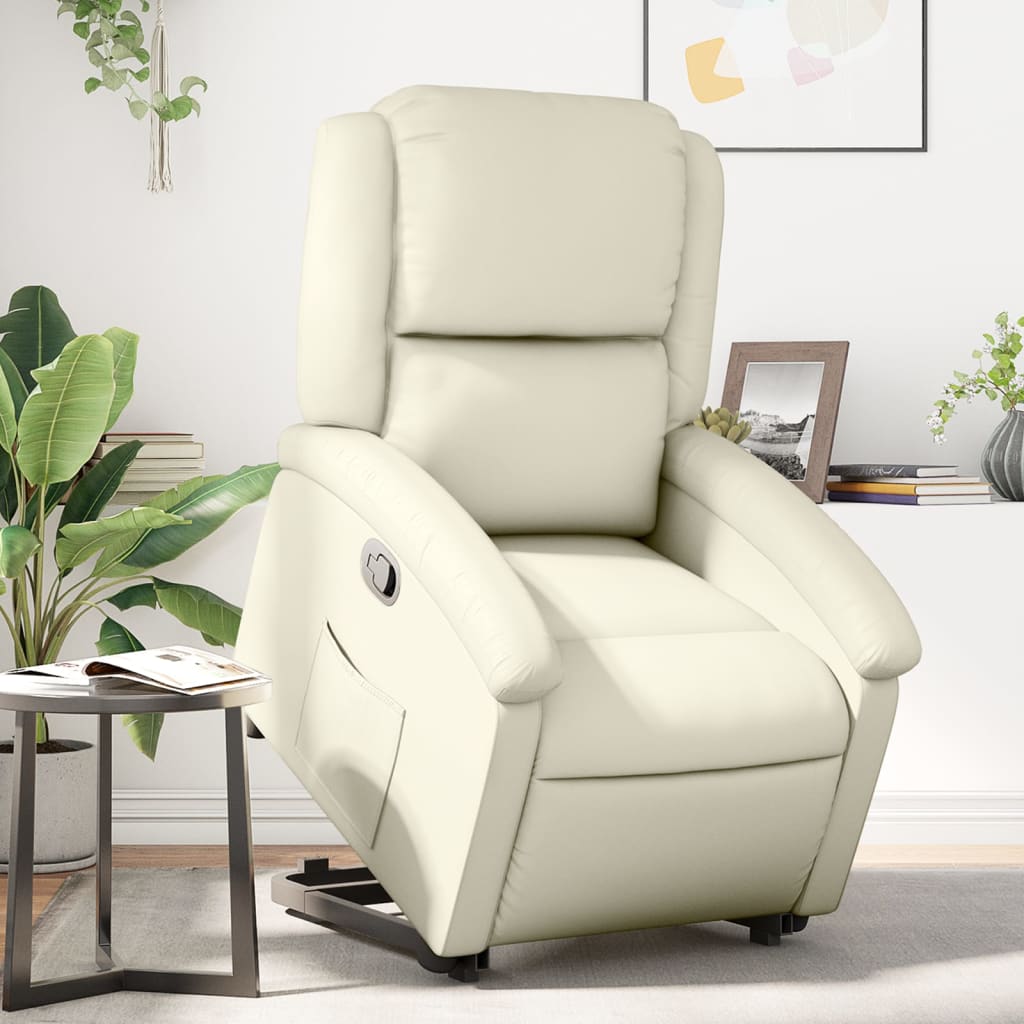 Vetonek Sillón reclinable elevable cuero artificial color crema