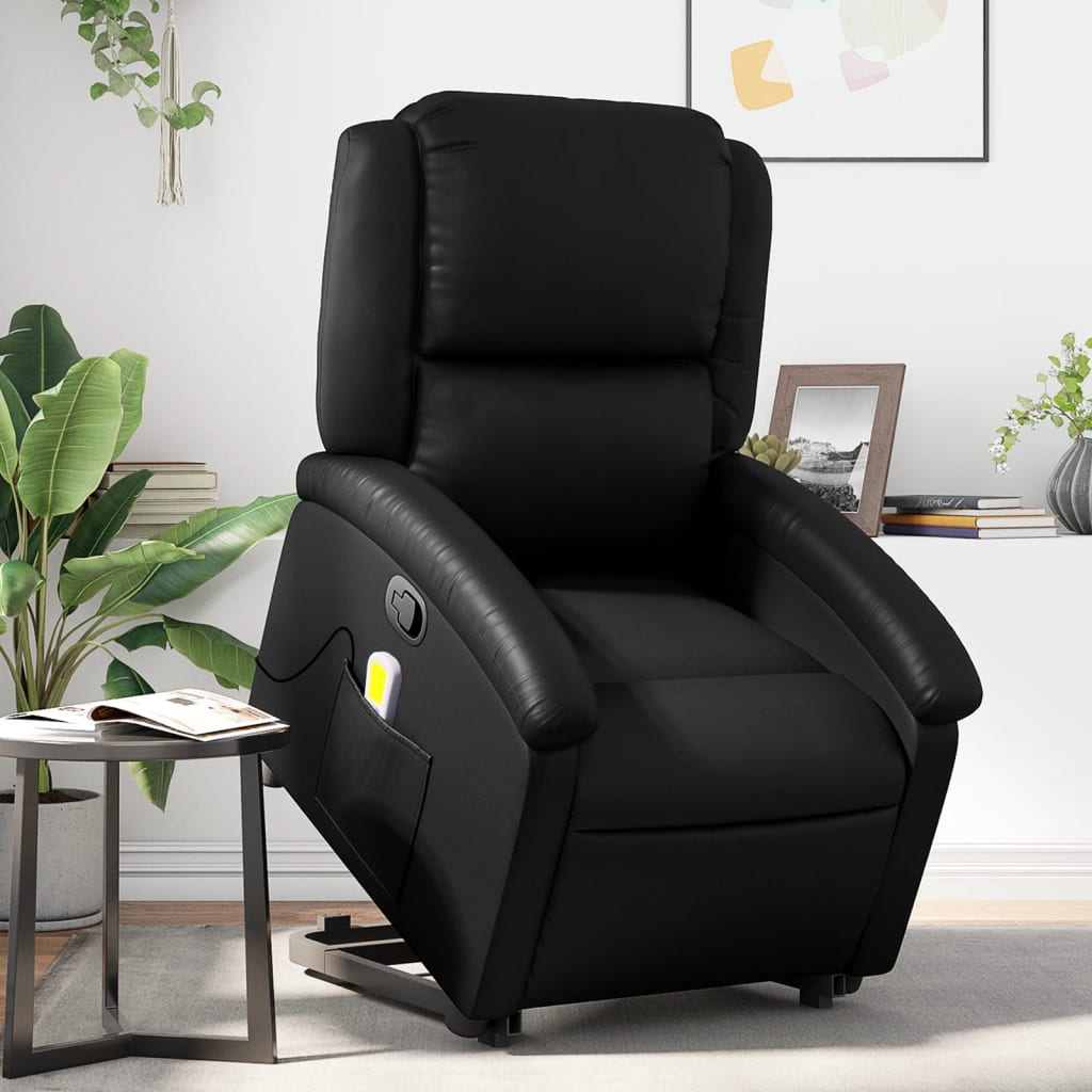 Vetonek Sillón reclinable de masaje de pie cuero artificial negro