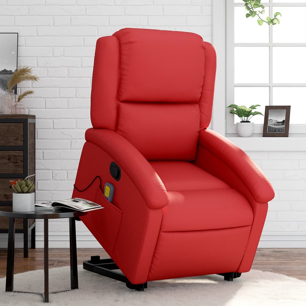 Vetonek Sillón reclinable de masaje de pie cuero artificial rojo